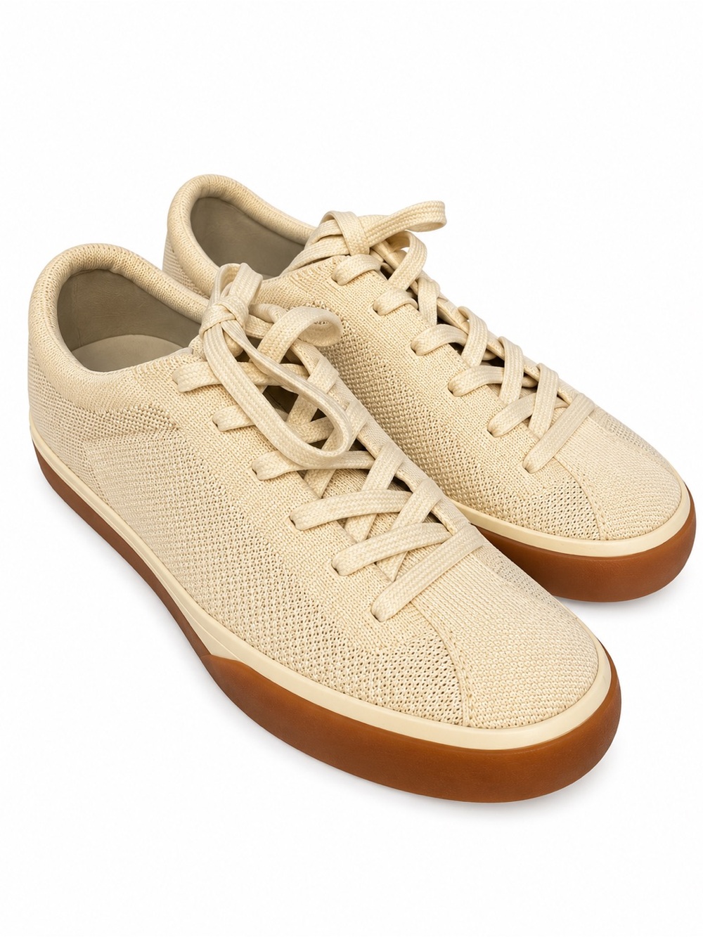 Rothy's The Lace-Up Sneaker Blonde Cream Knit Washable Low Top Size 8
